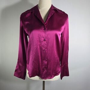 Banana Republic Satin Button-Down Shirt - Magenta
